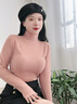 夢(mèng)特嬌羊絨蠶絲半高領(lǐng)保暖內衣女套裝德絨發(fā)熱秋衣秋褲加絨線(xiàn)衣線(xiàn)褲冬季 中領(lǐng)-郁金粉 L 【適合100-120斤】 曬單實(shí)拍圖