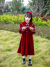 Dudant國際品牌女童春季2025新款紅色裙子中大童春秋洋氣新款長(cháng)袖連衣裙 酒紅色(#8916加絨款) 150 cm 曬單實(shí)拍圖