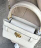 CHARLES&KEITH鱷魚紋凱莉包手提斜挎婚包包女包生日禮物CK2-50270880-1 Ivory象牙色 S 曬單實(shí)拍圖