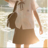 麓格立jk套裝附中學(xué)生制服白襯衫風(fēng)琴褶高中大學(xué)院風(fēng)畢業(yè)班服夏季拍照 女短袖+黑短裙+領(lǐng)繩 S 曬單實(shí)拍圖