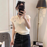 森馬（Semir）韓系chic穿搭白色polo衫正肩短袖t恤女夏季2025新款修身短款上衣 【米白色】【上衣女夏/歐美風(fēng)女 L 55/60kg 【polo衫t恤女/半袖】 曬單實(shí)拍圖