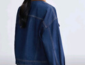 茵曼（INMAN）純棉撞色翻領(lǐng)牛仔外套女2025秋季時(shí)尚復古百搭寬松夾克上衣 深牛仔藍 L 曬單實(shí)拍圖
