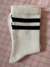 棉竹屋襪子女秋冬款純棉中筒襪抗菌防臭透氣配鯊魚(yú)褲長(cháng)筒襪5雙 曬單實(shí)拍圖