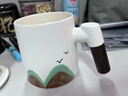 千里江山辦公杯水杯高檔陶瓷茶水分離杯馬克杯帶蓋泡茶杯 白色 450ml 曬單實(shí)拍圖