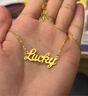 明牌珠寶 足金黃金幸運Lucky字母吊墜項鏈套鏈AFB0037工費300 約42+3厘米 約4.77克 曬單實(shí)拍圖