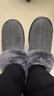 內泊【防寒保暖】澳洲羊皮毛一體毛拖鞋男冬季女士乳膠家居鞋防臭防滑 瓦灰 42-43 【適合41-42】 曬單實(shí)拍圖