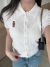 Teenie Weenie小熊針織開衫2025夏季新款寬松休閑絞花刺繡款女毛衣 曬單實(shí)拍圖