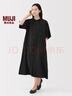 無(wú)印良品（MUJI）女式 萊賽爾混 五分袖連衣裙 女裝裙子長(zhǎng)裙25年秋季 BC2NPC5A 黑色 M (160/84A) 曬單實(shí)拍圖