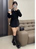 卓詩(shī)尼厚底長(cháng)筒靴女2025秋冬季新款英倫風(fēng)不過(guò)膝騎士靴增高長(cháng)靴女靴子 黑色-單里 37 曬單實(shí)拍圖