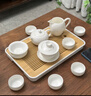 尚言坊羊脂玉白瓷功夫茶具整套帶茶盤(pán)高檔家用千里江山茶杯泡茶器全套裝 曬單實(shí)拍圖