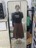 森馬（Semir）半身裙女磨毛純色A字長裙簡約百搭秋季純棉寬松傘裙顯瘦潮流 深咖啡50954 M 曬單實拍圖