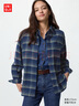 優(yōu)衣庫女裝法蘭絨襯衫/格紋格子長(cháng)袖襯衣25秋冬新款485263 68 深藍色 M /160/84A 曬單實(shí)拍圖