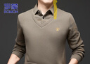 羅蒙（ROMON）假兩件毛衣男士秋冬季襯衫領(lǐng)保暖針織衫商務(wù)休閑男裝百搭上衣 曬單實(shí)拍圖