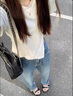 衣品元韓版復古高腰牛仔褲女2025秋季新款顯瘦百搭休閑寬松直筒拖地長(cháng)褲 復古藍 L （105-115斤） 曬單實(shí)拍圖