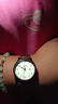 歌迪（GEDI）簡(jiǎn)約韓版女表復古高級感圓形皮帶表石英女士百搭手表 玫殼白盤(pán)紅帶 曬單實(shí)拍圖