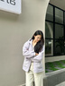 森馬（Semir）外套女仿羊羔毛搖粒絨雙面穿寬松撞色2025冬新款連帽落肩夾克 粉紫70014 L 曬單實(shí)拍圖