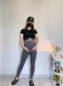 十月結晶打底褲秋冬薄絨孕婦裝瑜伽鯊魚(yú)褲反重力托腹孕婦褲無(wú)痕褲 黑色L碼 曬單實(shí)拍圖