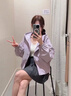 莜仙格2025秋季韓式小個(gè)子寬松休閑百搭短款外套女簡(jiǎn)約夾克女士氣質(zhì)上衣 紫色 L 建議 105-115斤 曬單實(shí)拍圖