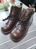 卡帝樂(lè )鱷魚(yú)（CARTELO）厚底馬丁靴女2026新款秋冬英倫風(fēng)小個(gè)子增高4243系帶短筒靴子女 棕色 42 曬單實(shí)拍圖