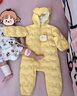 巴拉巴拉童裝嬰兒連體羽絨服輕薄羽絨服寶寶衣服2025冬裝抱衣爬服男童女童 黃色雪人-白鴨絨 90 cm-充絨量47g 曬單實(shí)拍圖