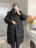 恩若凡長(cháng)款羽絨服女過(guò)膝帽子可拆卸感冬年中外套加厚韓系溫柔 黑色 S 曬單實(shí)拍圖