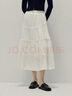 森馬（Semir）半身裙女高腰松緊腰寬松A字塔裙優(yōu)雅顯高秋花邊長(cháng)裙溫柔甜美 本白10102 S 曬單實(shí)拍圖
