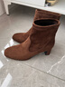 他她（TATA）彈力靴2025冬季新款女靴百搭時(shí)裝靴粗跟短筒襪靴JYC01DD5 啡色 38 曬單實(shí)拍圖