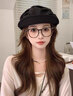 何健弓帽子女春秋貝雷帽韓版時(shí)尚洋氣顯臉小英倫復古休閑百搭八角報童帽 云朵褶皺毛呢帽【咖啡色】 均碼 （適合頭圍56-58cm） 曬單實(shí)拍圖