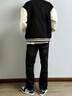 真維斯（Jeanswest）重磅棒球服男春秋季寬松潮流百搭外套青少年學(xué)生開(kāi)衫夾克男女同款 黑色(復古字體胸標) L (體重120-140斤左右) 曬單實(shí)拍圖