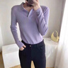 蘇雨薇巨好看紫色Polo領(lǐng)針織衫女秋冬輕熟高級感修身翻領(lǐng)上衣內搭打底衫 紫色【關(guān)注店鋪-送運費險】 S （80-95斤） 曬單實(shí)拍圖