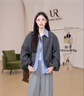 UR2025秋季新款女裝格雷系氣質(zhì)拼接條紋寬松外套UYY150091 冷灰 M 曬單實(shí)拍圖