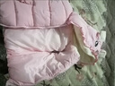 寧悠嬰兒羽絨馬甲帶帽女童馬甲春秋外穿洋氣寶寶坎肩秋冬復古棉背心 花兔羽絨棉馬甲-粉色 105 110cm 曬單實(shí)拍圖