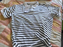 啄木鳥(niǎo)黑白條紋棉短袖t恤女翻領(lǐng)夏裝中年媽m媽有領(lǐng)polo衫帶領(lǐng)運動(dòng)上衣 白黑條紋 4XL 建議160-175斤 曬單實(shí)拍圖