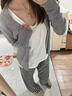 棉致日系慵懶條紋休閑褲子女春秋季潮流新款寬松高腰垂感直筒闊腿褲 灰白條【E253高品質(zhì)】 L 100-120斤 曬單實(shí)拍圖
