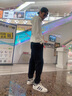棉致休閑褲子男秋季束腳褲百搭運動(dòng)長(cháng)褲潮流男褲 黑色 XL 曬單實(shí)拍圖