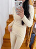 伊棠朵德絨保暖內衣套裝秋冬季女生修身長(cháng)袖長(cháng)褲打底秋衣秋褲塑身美體 蝴蝶結德絨套裝#杏色 M 建議體重80-95斤 曬單實(shí)拍圖