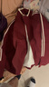 初唐外套男春秋季薄款立領(lǐng)夾克衫條紋美式基礎復古男士上衣 酒紅  XL  曬單實(shí)拍圖