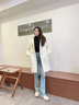 Teenie Weenie【趙露思同款丨初代千金牛角扣】毛呢外套女2025冬新款氣質(zhì)學(xué)院風(fēng) 象牙白 XS 曬單實(shí)拍圖