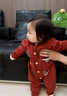 G.duck新生嬰兒衣服開(kāi)春外出服男寶寶春裝針織連體衣嬰幼兒毛衣嬰童哈衣 紅色寶寶單層爬服 66cm (建議5-14斤) 曬單實(shí)拍圖