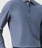 柒牌【7A抗菌/2A防螨/不變形領(lǐng)】男士長(cháng)袖polo衫秋季商務(wù)休閑T恤 灰藍 XL 曬單實(shí)拍圖