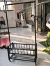 柏易圣楓臥室專(zhuān)用落地掛衣架次凈衣移動(dòng)床尾放衣服神器鞋架衣帽架一體晾曬 【雙層網(wǎng)籃款】-100赫本黑【加固加厚】 曬單實(shí)拍圖