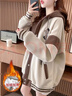 啄木鳥(niǎo)2025年冬裝新款開(kāi)衫衛衣女秋冬加絨加厚棒球服外套大尺碼女裝潮 杏色（加絨加厚） 2XL 165-200斤 曬單實(shí)拍圖
