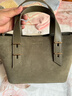 CHARLES&KEITH25冬新品復古絨面手提托特包斜挎包CK2-30782725-1 Deep Olive深橄欖色 S 曬單實(shí)拍圖