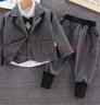A 21 FUNB男童小西裝套裝春秋韓版西服外套兒童英倫馬甲三件套小孩寶寶禮服 灰色 MN領(lǐng)結西裝三件套 100 cm 曬單實(shí)拍圖