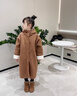 迪士尼（Disney）女童冬季加絨外套2025新款女大童皮毛一體風(fēng)衣兒童冬裝羊羔絨大衣 咖色 140 cm 曬單實(shí)拍圖