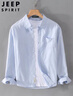 JEEP SPIRIT吉普日系長(cháng)袖襯衫男士秋冬季寬松休閑純棉襯衣外套男 天藍色 XL 曬單實(shí)拍圖