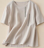 夏典素訂女王（SE.PSTP）復古棉麻刺繡短袖T恤女2025年夏季新款純色休閑遮肚顯瘦亞麻上衣 麻色-C01【優(yōu)質(zhì)面料】今年流行的 XL 【約108-120斤】 曬單實(shí)拍圖