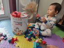 煦凜英國木頭積木拼裝益智嬰兒童玩具1-3-6歲男女實(shí)木大顆粒寶寶早教 100粒城市動(dòng)物數字字母（桶裝）+底板+收納袋 曬單實(shí)拍圖