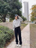 乖甜星高腰直筒工裝褲女夏季薄款寬松百搭顯瘦薄荷曼波闊腿休閑褲女新款 黑色 S 曬單實(shí)拍圖