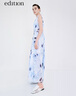 edition連衣裙女新款度假風(fēng)水墨畫(huà)印花棉麻連衣裙背心裙 白底藍花色 S 160 曬單實(shí)拍圖